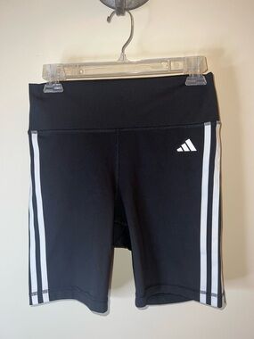 Adidas Techfit Aeroready Biker Shorts Black 3 Stripe High Rise Women’s M